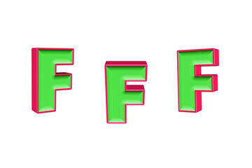 alphabet a-z light green and red color 