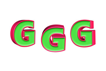 alphabet a-z light green and red color 