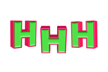 alphabet a-z light green and red color 