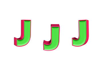 alphabet a-z light green and red color 