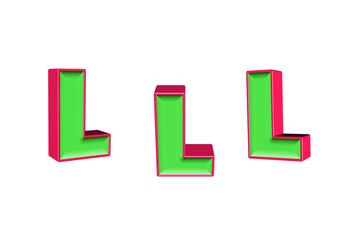 alphabet a-z light green and red color 