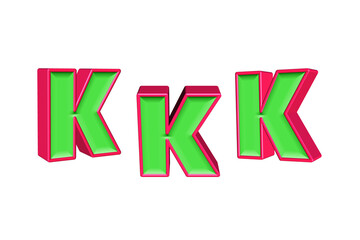 alphabet a-z light green and red color 