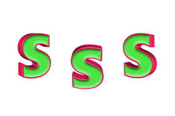 alphabet a-z light green and red color 