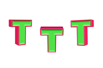 alphabet a-z light green and red color 