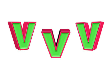 alphabet a-z light green and red color 