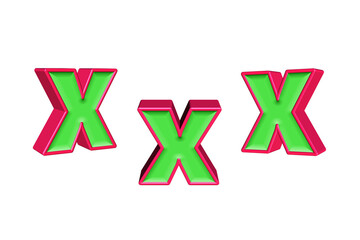 alphabet a-z light green and red color 