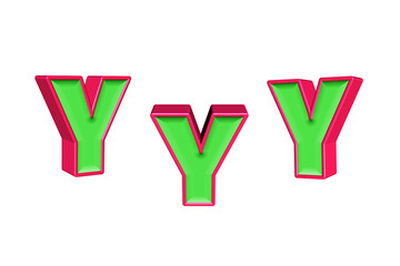 alphabet a-z light green and red color 