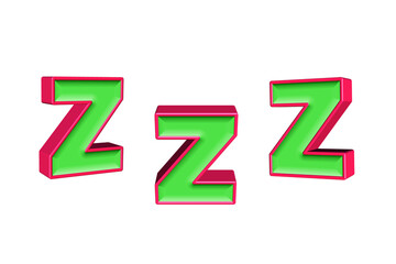 alphabet a-z light green and red color 