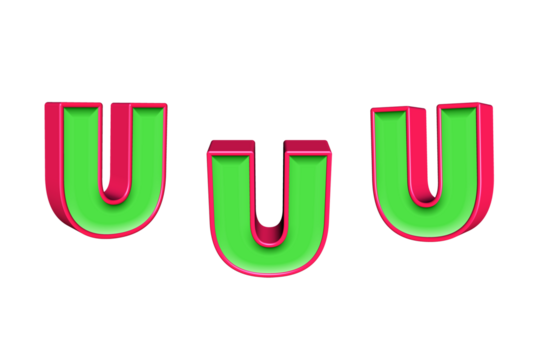 alphabet a-z light green and red color 