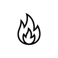 Simple black outline icon of a stylized flame on a white background