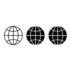 Three globe icons representing global connectivity and the internet