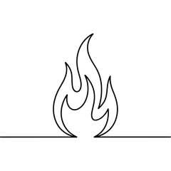 Simple line art flame icon on white background