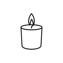 Simple hand drawn illustration of a lit candle with a flame