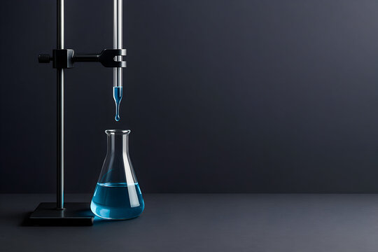 Titration Setup with Burette and Erlenmeyer Flask &mdash; Laboratory Chemistry Concept