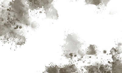Abstract Brown Watercolor Texture Ink Splatter Frame Border on Transparent Background