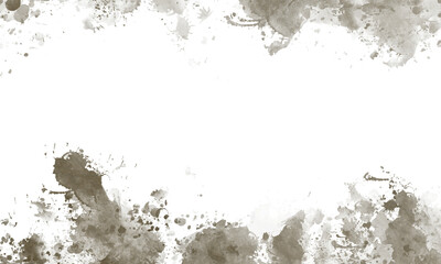 Abstract Brown Watercolor Texture Ink Splatter Frame Border on Transparent Background