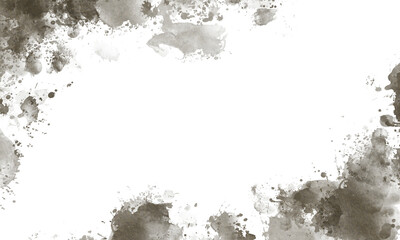 Abstract Brown Watercolor Texture Ink Splatter Frame Border on Transparent Background