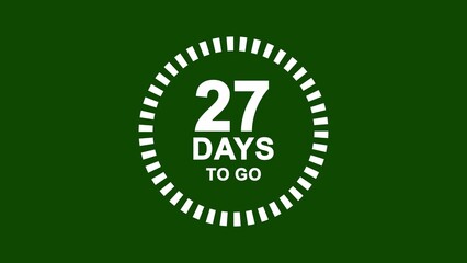 White 27 Days To Go Countdown Timer Graphic On Green Background twenty seven