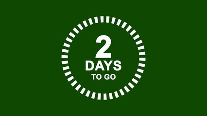 White countdown timer showing two days left on a dark green background two days to go clock