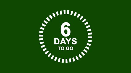 White circle countdown timer showing 6 days to go on a dark green background image photo