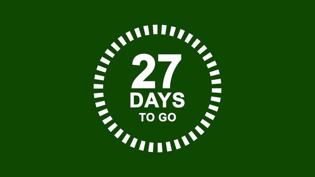 White 27 Days To Go Countdown Timer Graphic On Green Background twenty seven