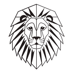 Geometric Lion Head Vector – Modern Flat Animal Illustration with Asymmetrical Mane