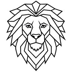Geometric Lion Head Vector – Modern Flat Animal Illustration with Asymmetrical Mane