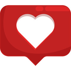 Red Heart Icon In A Speech Bubble Shape On A Transparent Background Representing Social Media Likes And Engagement