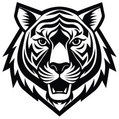 Geometric Tiger Head Vector – Modern Flat Animal Silhouette in 3/4 View