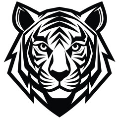Geometric Tiger Head Vector – Modern Flat Animal Silhouette in 3/4 View