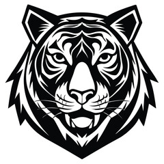 Geometric Tiger Head Vector – Modern Flat Animal Silhouette in 3/4 View