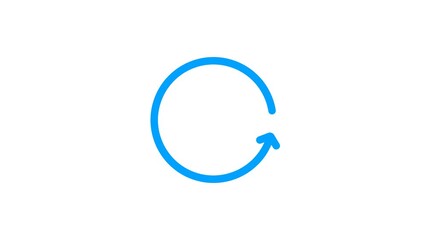 Rotating blue circular arrow animation symbolizing loading, refreshing, or progress. Ideal for user interface design, app motion graphics, web animations, and technology explainer videos.