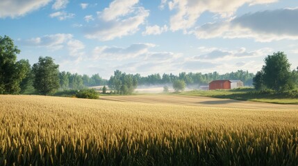 Wheat field is ready to be harvested. It's a natural farm scene, with no GMOs used.

