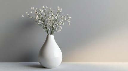 White vase in simple Nordic design, shown alone.
