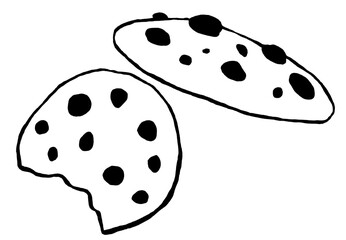 seamless cookie logo - hand-drawn food doodle style 