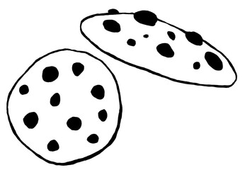 seamless cookie logo - hand-drawn food doodle style 