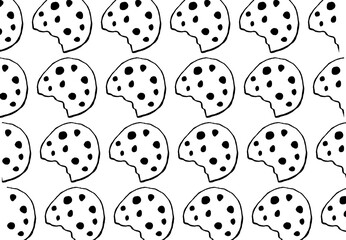 seamless cookie pattern - hand-drawn food doodle style 