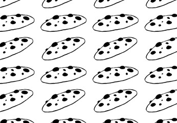 seamless cookie pattern - hand-drawn food doodle style 