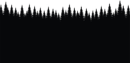 Forest Trees Pines Firs Conifers Woodland Nature Landscape Christmas Holiday Seasonal Winter Silhouette Dense Minimalist Decorative Illustration Design Art