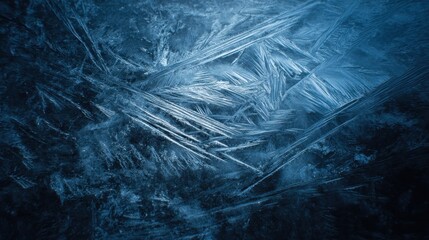 Close up abstract view of intricate ice crystal formations showing sharp angular patterns
