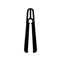 Stylized silhouette of a tweezer like implement used for various purposes