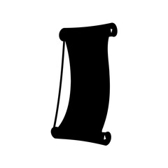 Illustration of an unrolled scroll with black silhouette on white background