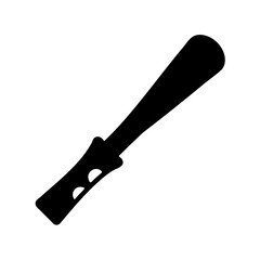Silhouette of a shoehorn with two holes on a white background
