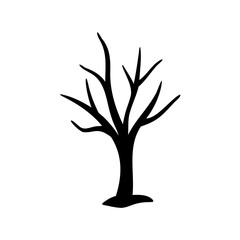 Silhouette of a bare tree on a white background creates artistic imagery