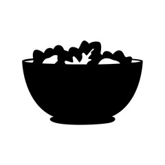 Simple Silhouette of a Bowl Filled with Food, Ideal for Iconography
