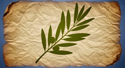 Olive Branch Illustration Symbol of Peace and Harmony on Vintage Paper