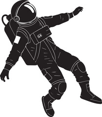 Astronaut floating vector silhouette illustration