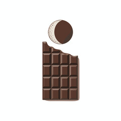 Bitten chocolate bar with cookie topping