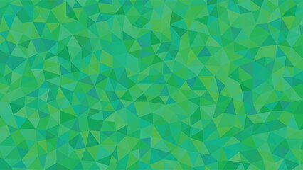 A vibrant abstract background composed of numerous small green triangles in varying shades.