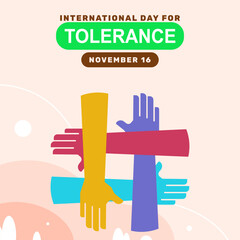 Abstract Multicultural Unity Vector:Four Colorful Interlocking Arms Forming Diversity Symbol for International Tolerance Day and Inclusion Campaign